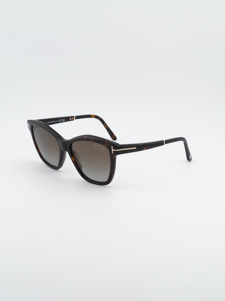 Tom Ford Lucia Ft1087 52h Sunglasses Havana Cat Eye Frame, Brown Polarized Lens